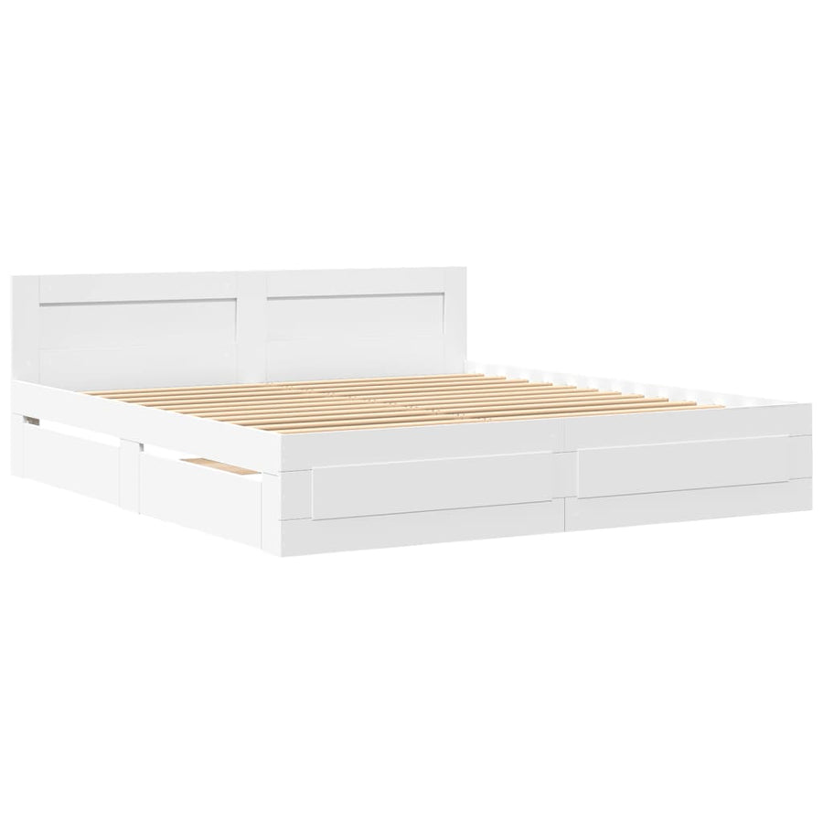 Bedframe Met Hoofdeinde Zonder Matras 180 x 200 cm Wit