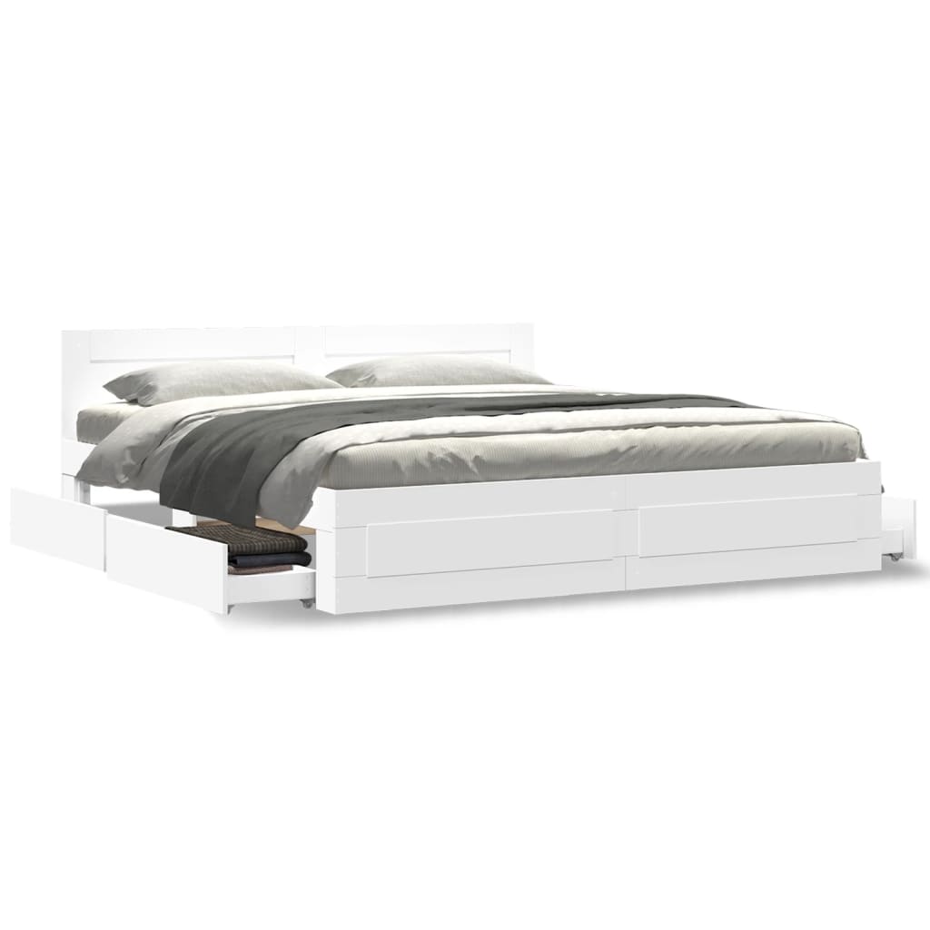 Bedframe Met Hoofdeinde Zonder Matras 180 x 200 cm Wit