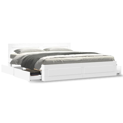 Bedframe Met Hoofdeinde Zonder Matras 180 x 200 cm Wit