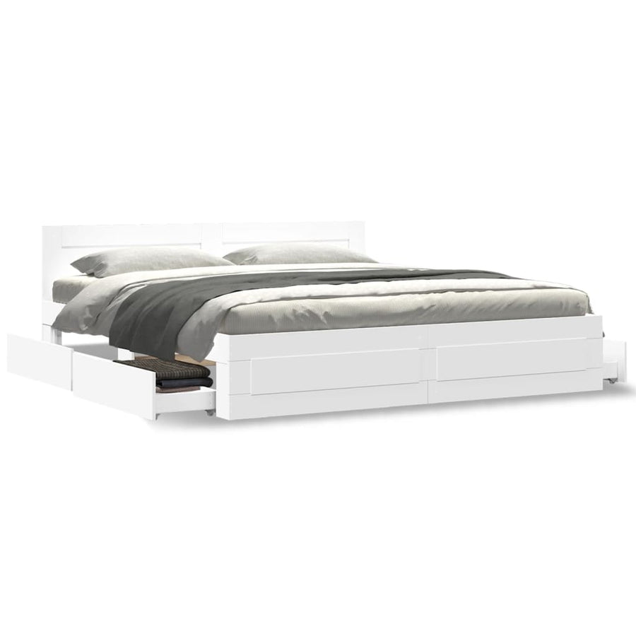 Bedframe Met Hoofdeinde Zonder Matras 180 x 200 cm Wit