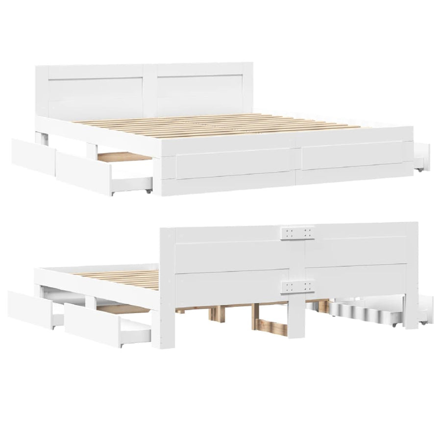 Bedframe Met Hoofdeinde Zonder Matras 180 x 200 cm Wit