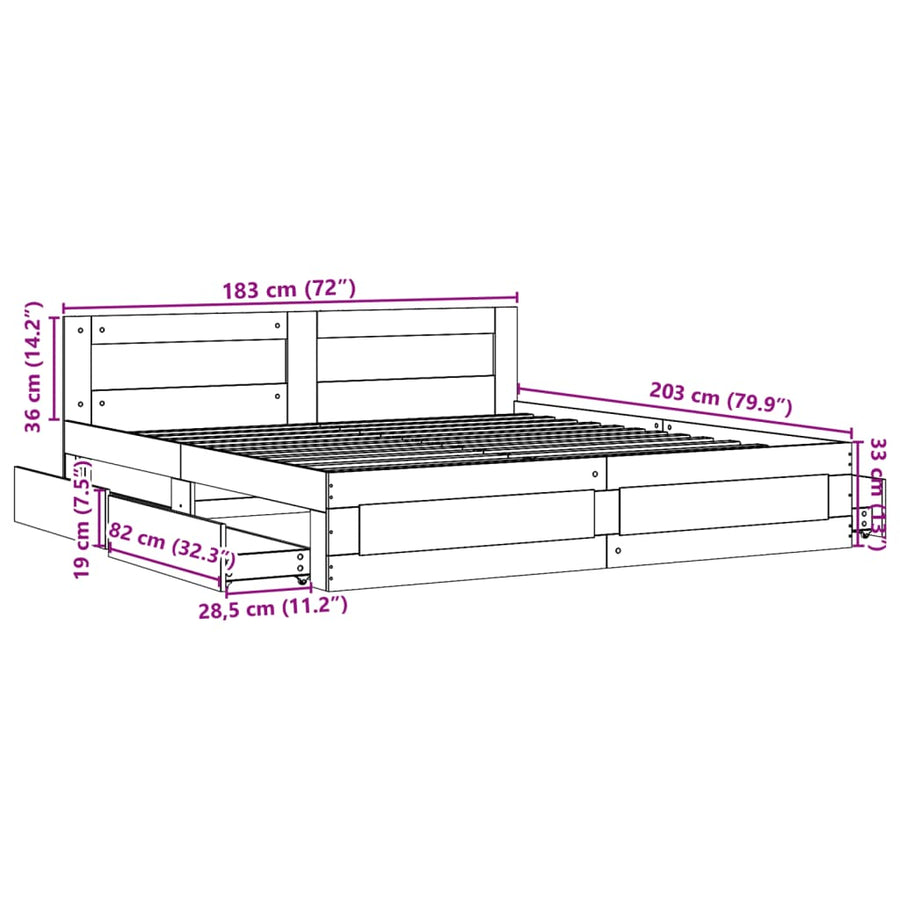 Bedframe Met Hoofdeinde Zonder Matras 180 x 200 cm Wit