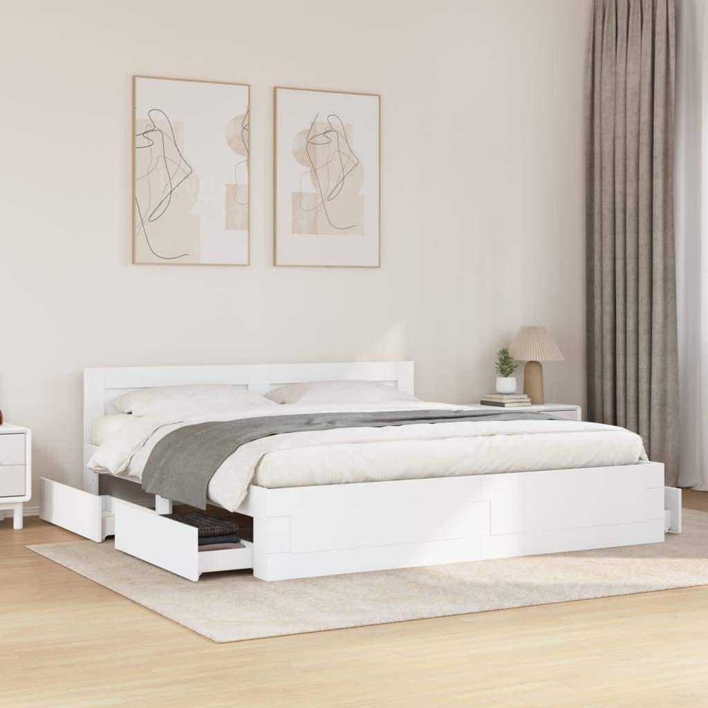 Bedframe Met Hoofdeinde Zonder Matras 180 x 200 cm Wit