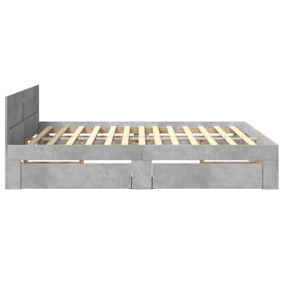 Bedframe met hoofdeinde bewerkt hout betongrijs 180x200 cm