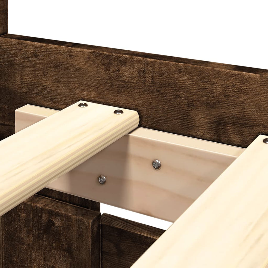 Bedframe Met Hoofdeinde Bewerkt Hout 180 x 200 cm Gerookt eiken