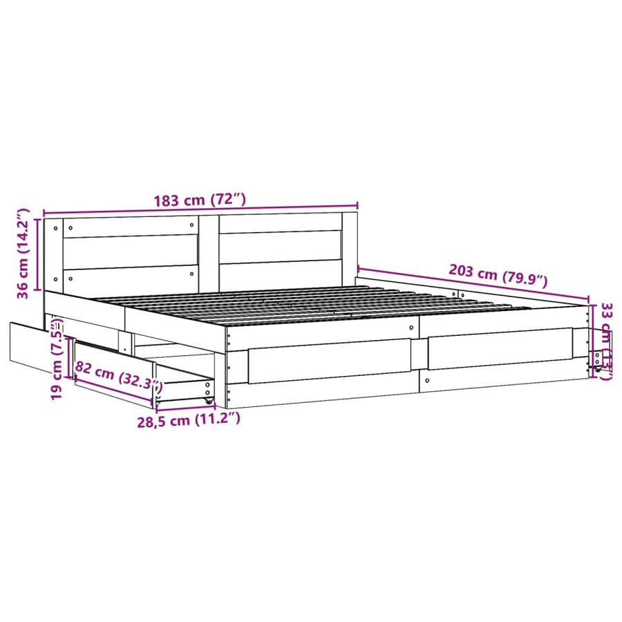 Bedframe Met Hoofdeinde Bewerkt Hout 180 x 200 cm Gerookt eiken