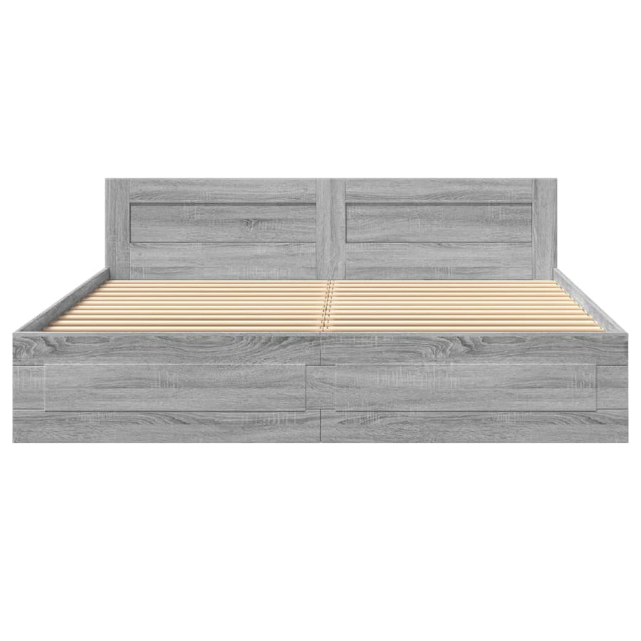 Bedframe Met Hoofdeinde Bewerkt Hout 180 x 200 cm Grijs sonoma