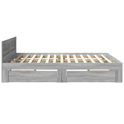 Bedframe Met Hoofdeinde Bewerkt Hout 180 x 200 cm Grijs sonoma