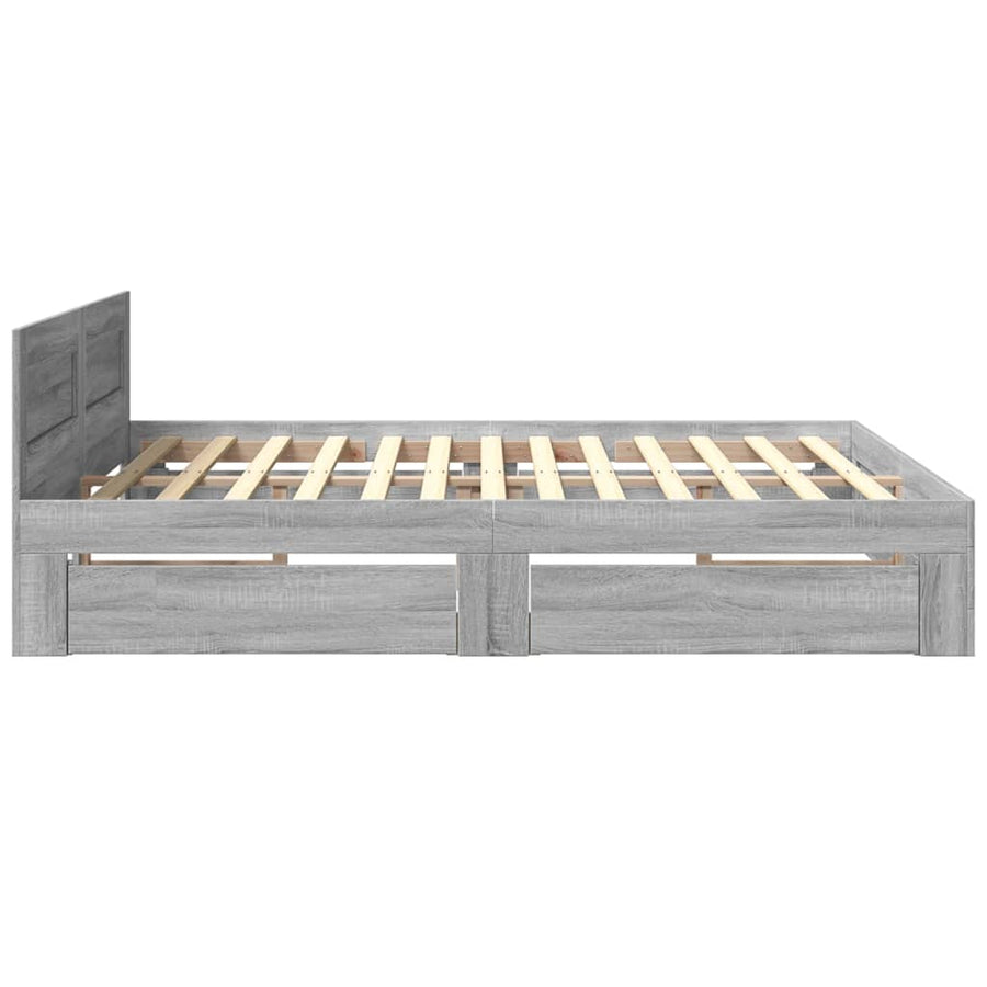 Bedframe Met Hoofdeinde Bewerkt Hout 180 x 200 cm Grijs sonoma