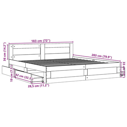 Bedframe Met Hoofdeinde Bewerkt Hout 180 x 200 cm Grijs sonoma