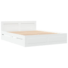 Bedframe met hoofdbord bewerkt hout wit 160x200 cm