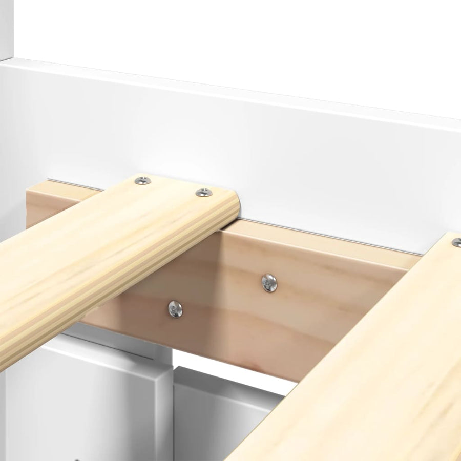 Bedframe met hoofdbord bewerkt hout wit 160x200 cm