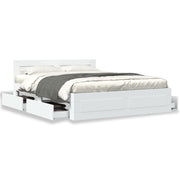 Bed frame with headboard without mattress 160x200 cm white
