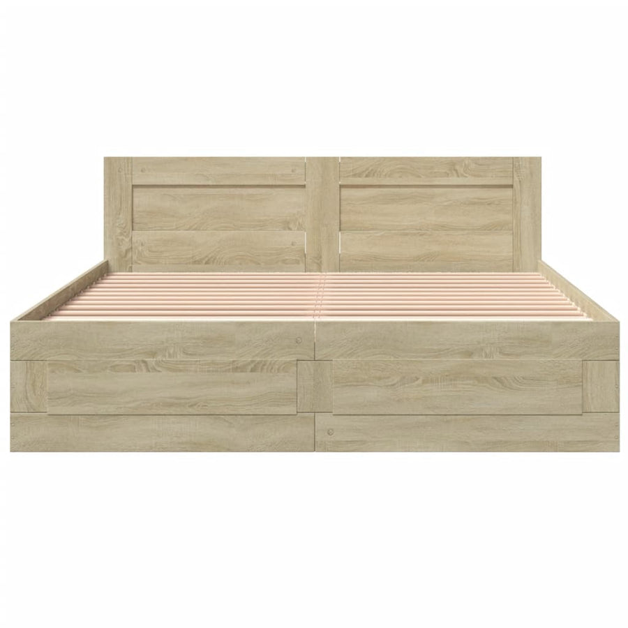 Bedframe met hoofdbord sonoma eikenkleurig 160x200 cm