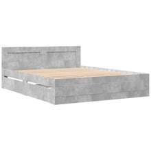 Bedframe met hoofdeinde bewerkt hout betongrijs 160x200 cm