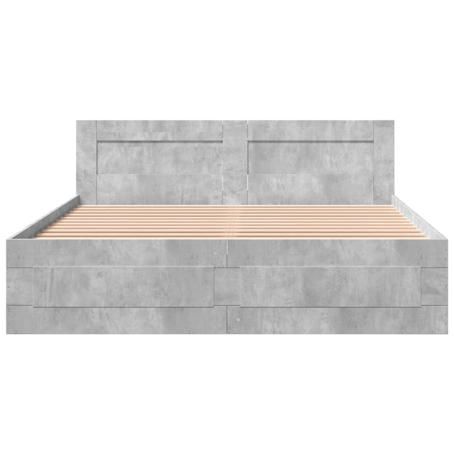 Bedframe met hoofdeinde bewerkt hout betongrijs 160x200 cm
