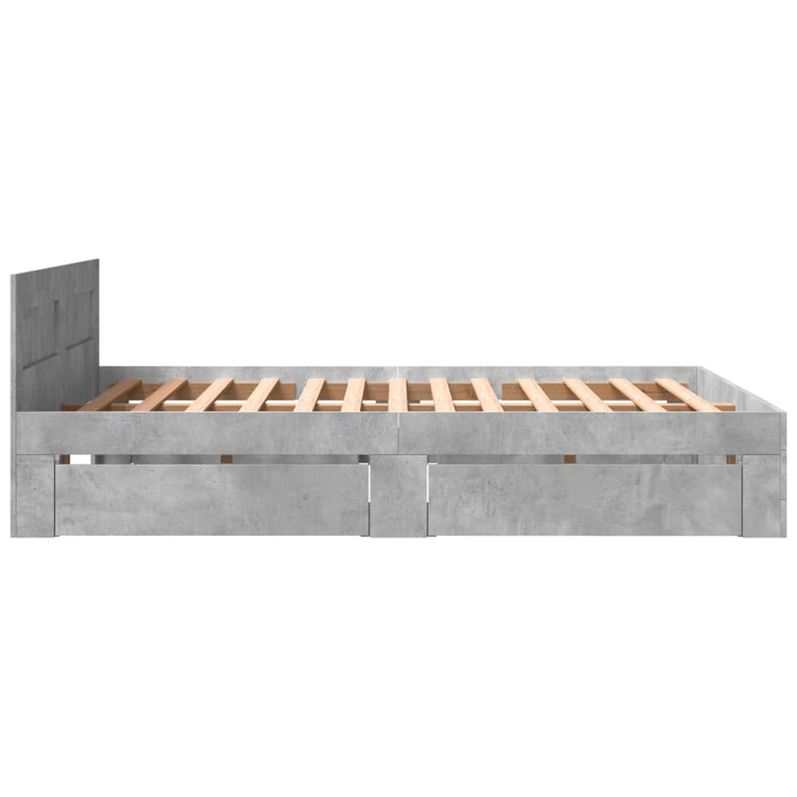 Bedframe met hoofdeinde bewerkt hout betongrijs 160x200 cm