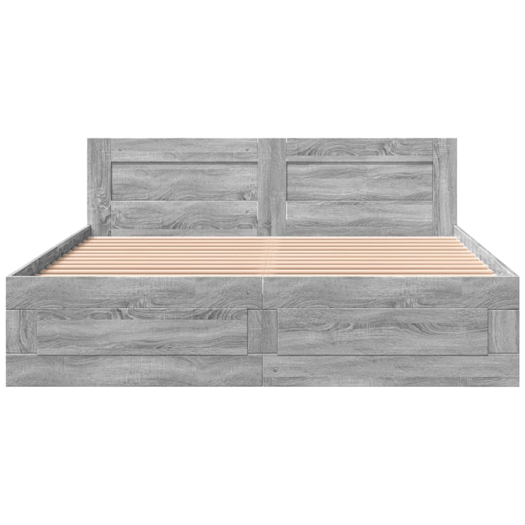 Bedframe met hoofdeinde bewerkt hout grijs sonoma 160x200 cm