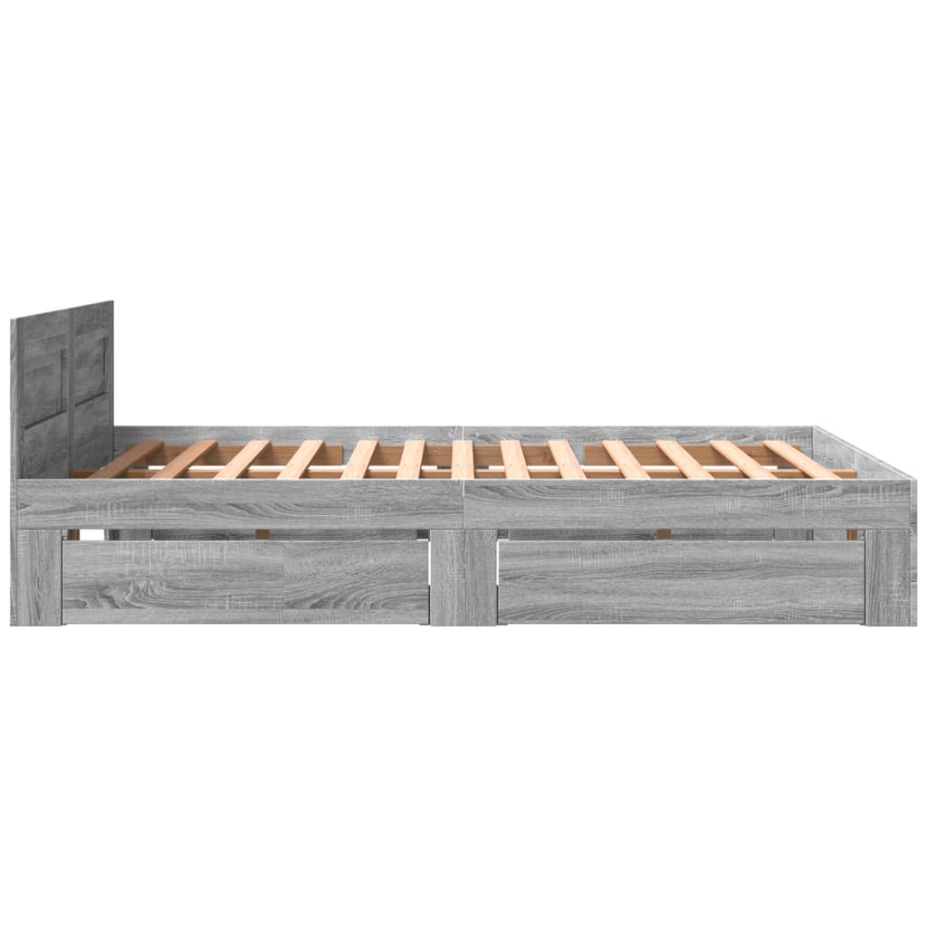 Bedframe met hoofdeinde bewerkt hout grijs sonoma 160x200 cm