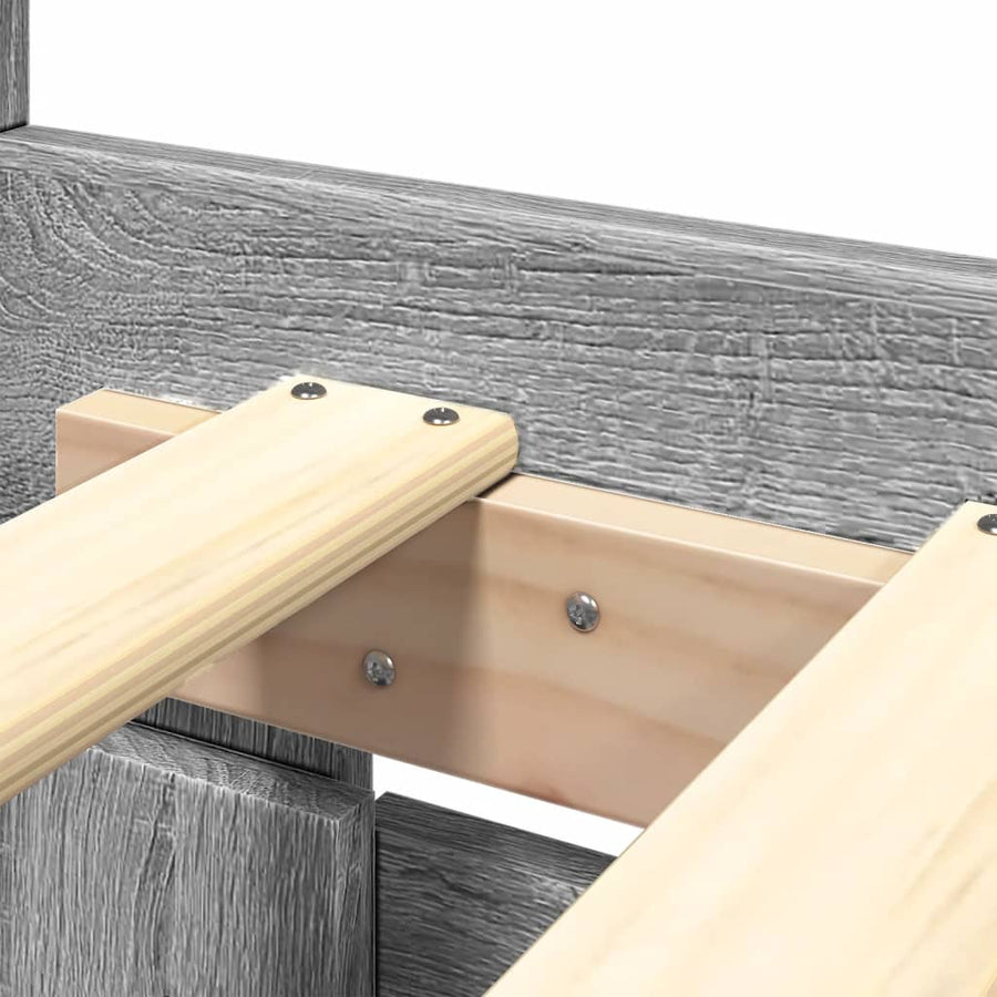 Bedframe met hoofdeinde bewerkt hout grijs sonoma 160x200 cm