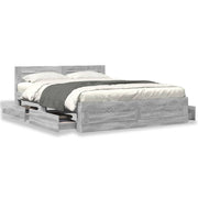 Bed frame with headboard engineered wood grey Sonoma 160x200 cm
