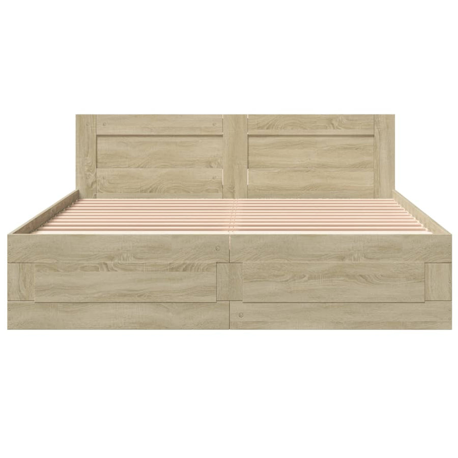 Bedframe met hoofdeinde bewerkt hout sonoma eiken 150x200 cm
