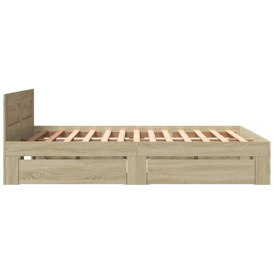 Bedframe met hoofdeinde bewerkt hout sonoma eiken 150x200 cm