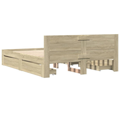 Bedframe met hoofdeinde bewerkt hout sonoma eiken 150x200 cm