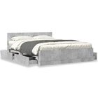 Bed frame with headboard carved wood concrete grey 150x200 cm