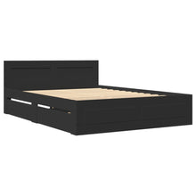 Bedframe met hoofdbord bewerkt hout zwart 140x200 cm