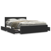 Bedframe 140x200 cm zwart bewerkt hout