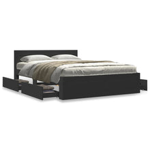 Bedframe met hoofdbord bewerkt hout zwart 140x200 cm