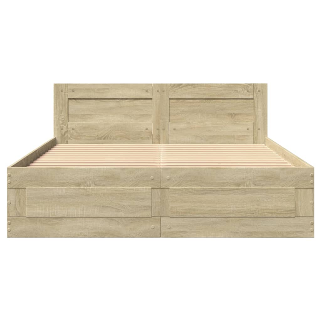 Bedframe met hoofdeinde bewerkt hout sonoma eiken 140x200 cm
