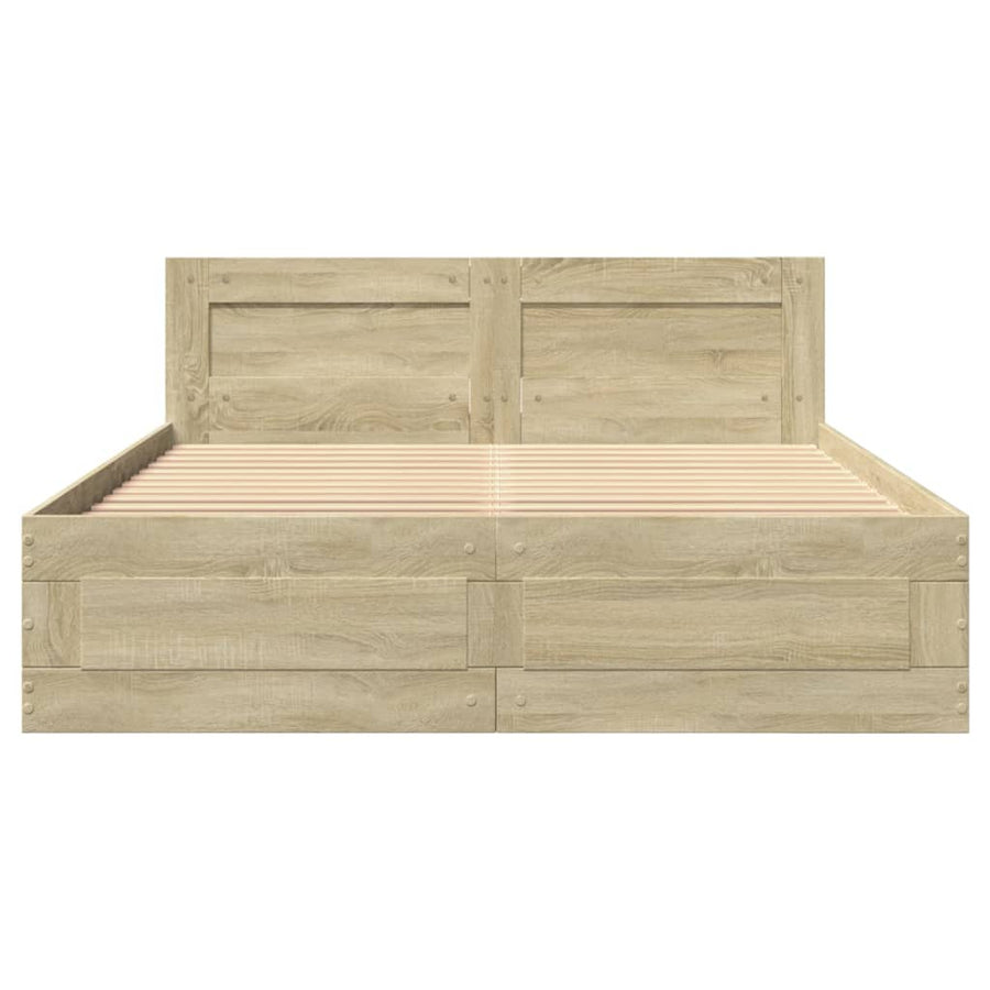 Bedframe met hoofdeinde bewerkt hout sonoma eiken 140x200 cm
