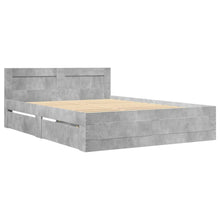 Bedframe met hoofdeinde bewerkt hout betongrijs 140x200 cm