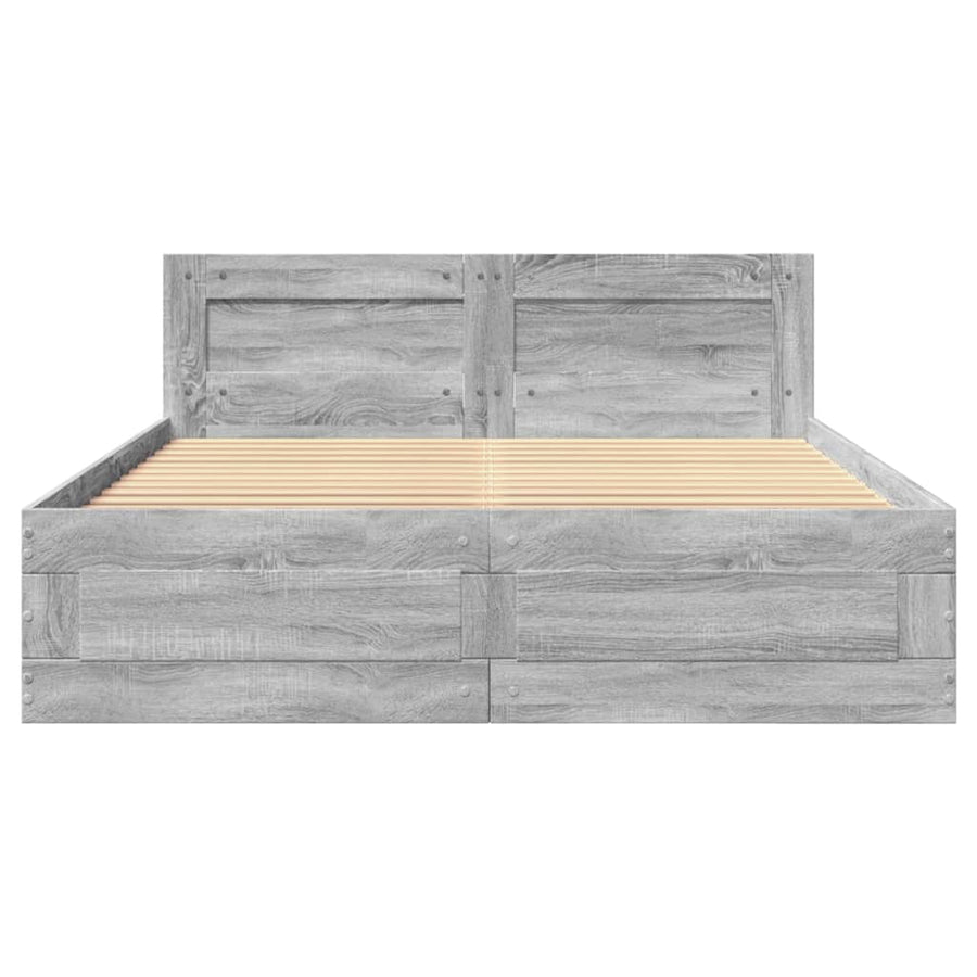 Bedframe met hoofdeinde bewerkt hout grijs sonoma 140x200 cm