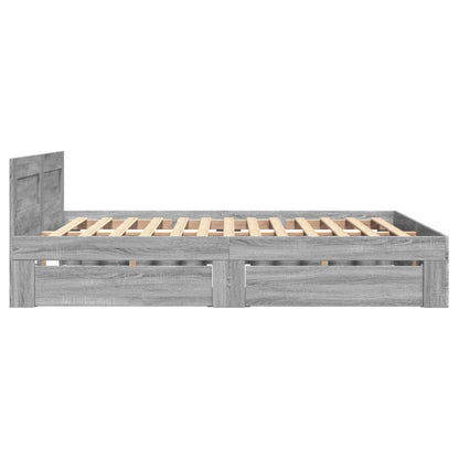 Bedframe met hoofdeinde bewerkt hout grijs sonoma 140x200 cm