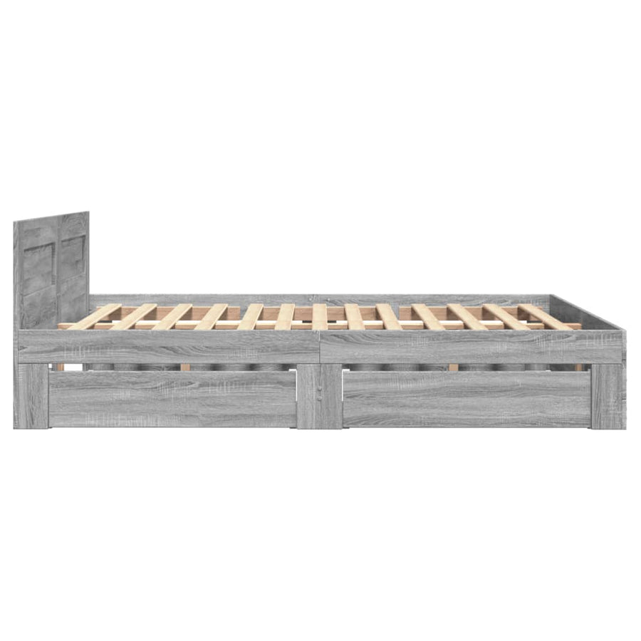 Bedframe met hoofdeinde bewerkt hout grijs sonoma 140x200 cm