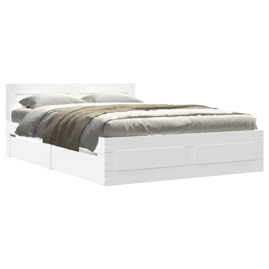 Bedframe Met Hoofdeinde Zonder Matras 120 x 200 cm Wit
