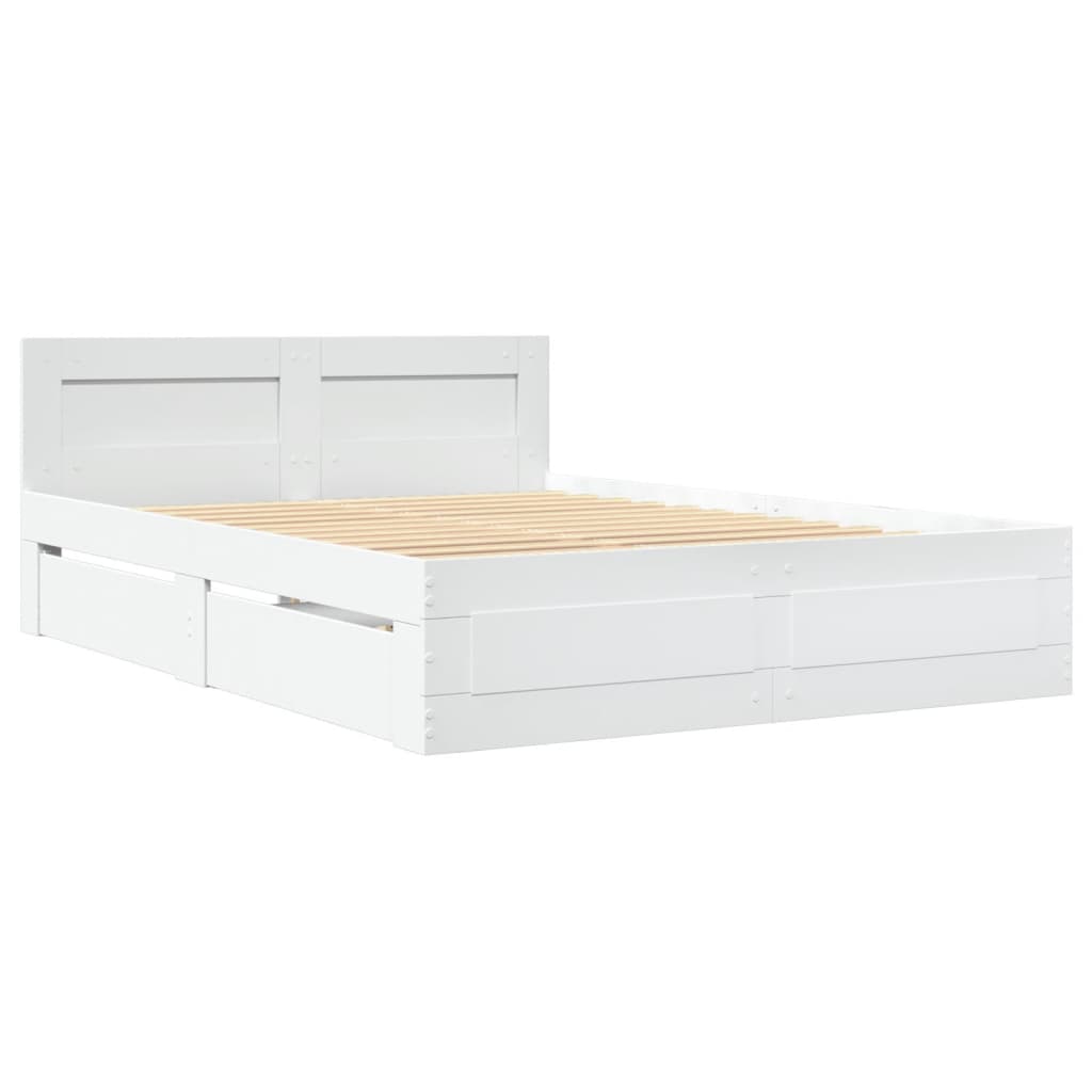 Bedframe Met Hoofdeinde Zonder Matras 120 x 200 cm Wit