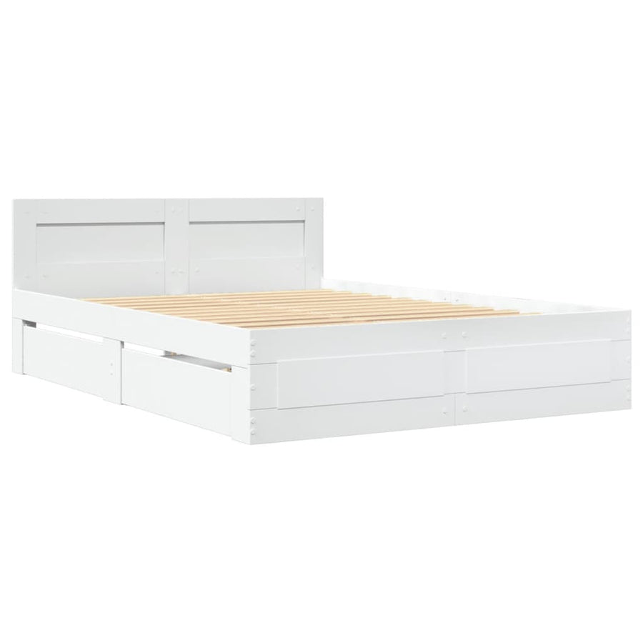 Bedframe Met Hoofdeinde Zonder Matras 120 x 200 cm Wit