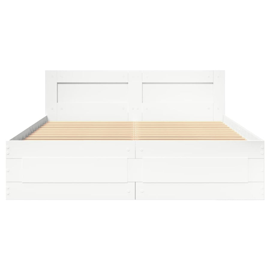 Bedframe Met Hoofdeinde Zonder Matras 120 x 200 cm Wit