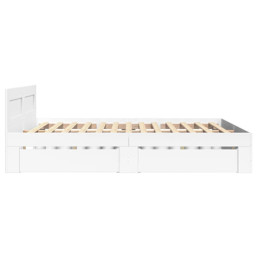Bedframe Met Hoofdeinde Zonder Matras 120 x 200 cm Wit