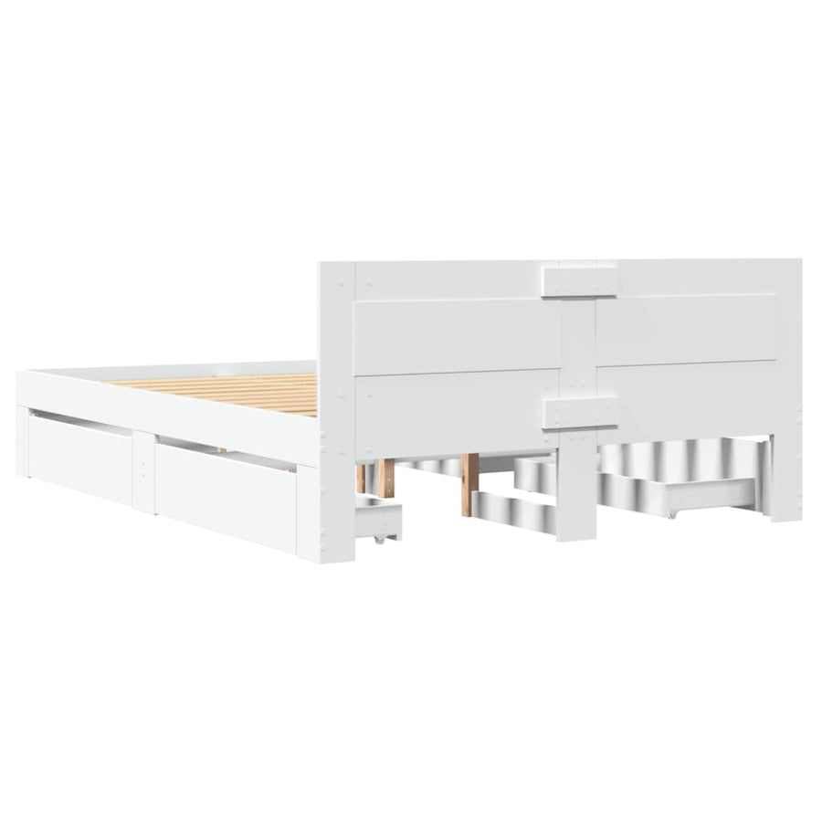 Bedframe Met Hoofdeinde Zonder Matras 120 x 200 cm Wit