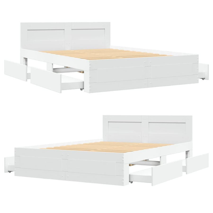 Bedframe Met Hoofdeinde Zonder Matras 120 x 200 cm Wit