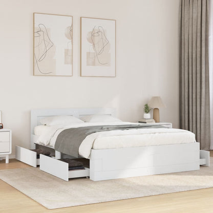 Bedframe Met Hoofdeinde Zonder Matras 120 x 200 cm Wit