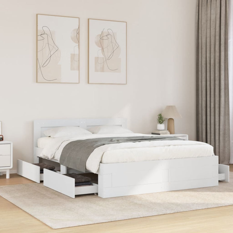 Bedframe Met Hoofdeinde Zonder Matras 120 x 200 cm Wit