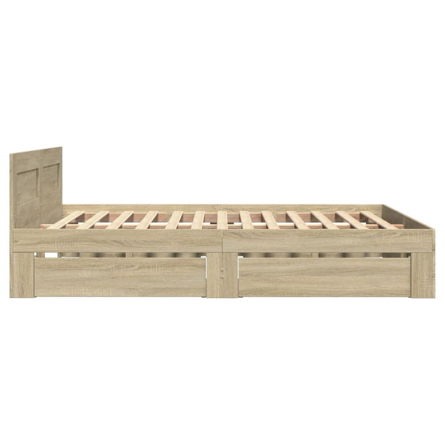 Bedframe met hoofdeinde bewerkt hout sonoma eiken 120x200 cm