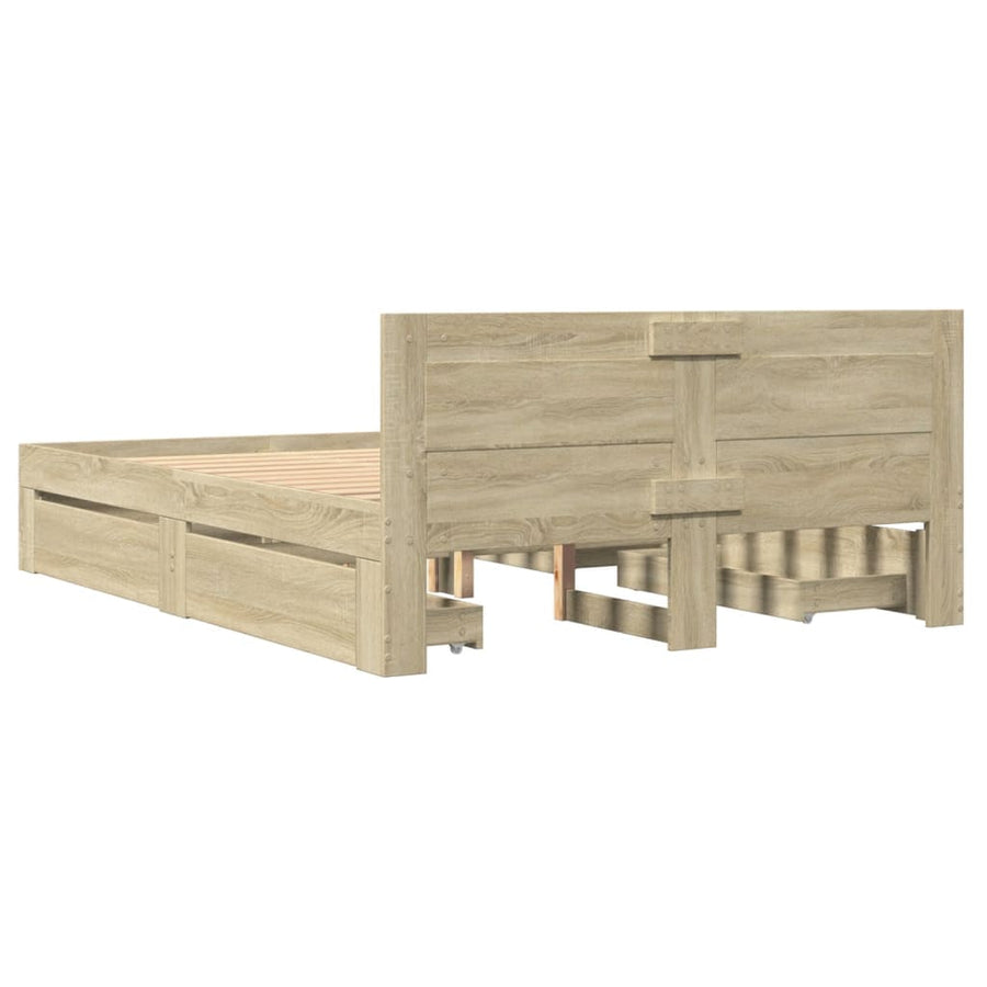 Bedframe met hoofdeinde bewerkt hout sonoma eiken 120x200 cm