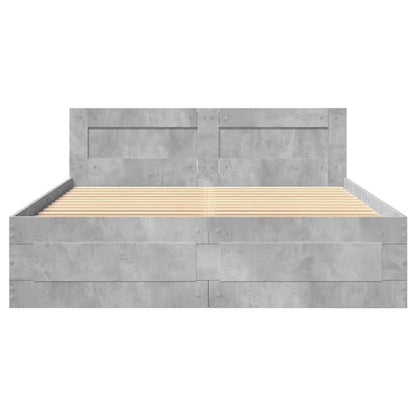 Bedframe met hoofdeinde bewerkt hout betongrijs 120x200 cm